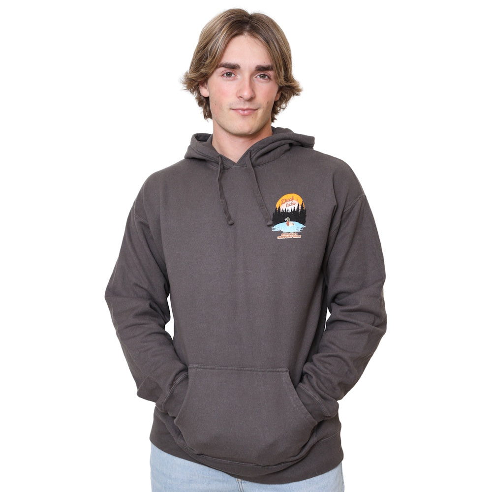 Ducktabs Gray Quack Addict (back) Hoodie with Logo on front