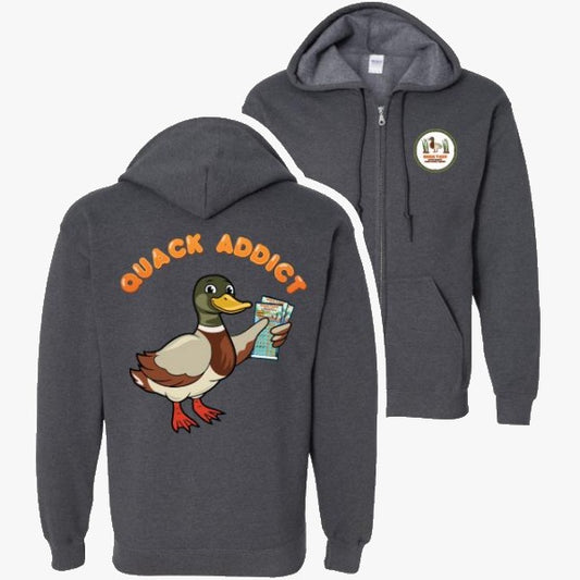 Ducktabs Gray Quack Addict (back) Zip up with Logo on front