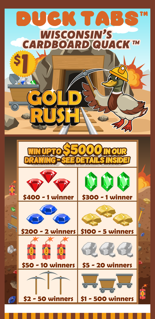 Ducktabs $1 Gold Rush 4000ct Wisconsin Pulltabs