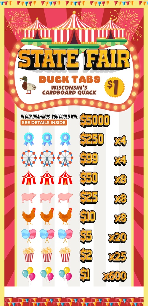 Ducktabs $1 State Fair 4000ct Wisconsin Pulltabs
